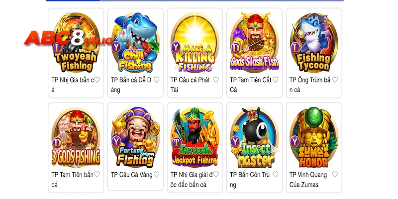 Chọn trò chơi trải nghiệm hạng mục bắn cá ABC8